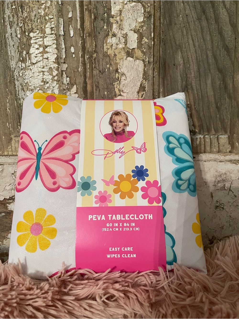 Dollcake Butterfly & Floral PEVA Tablecloth in Pink, Yellow, Teal